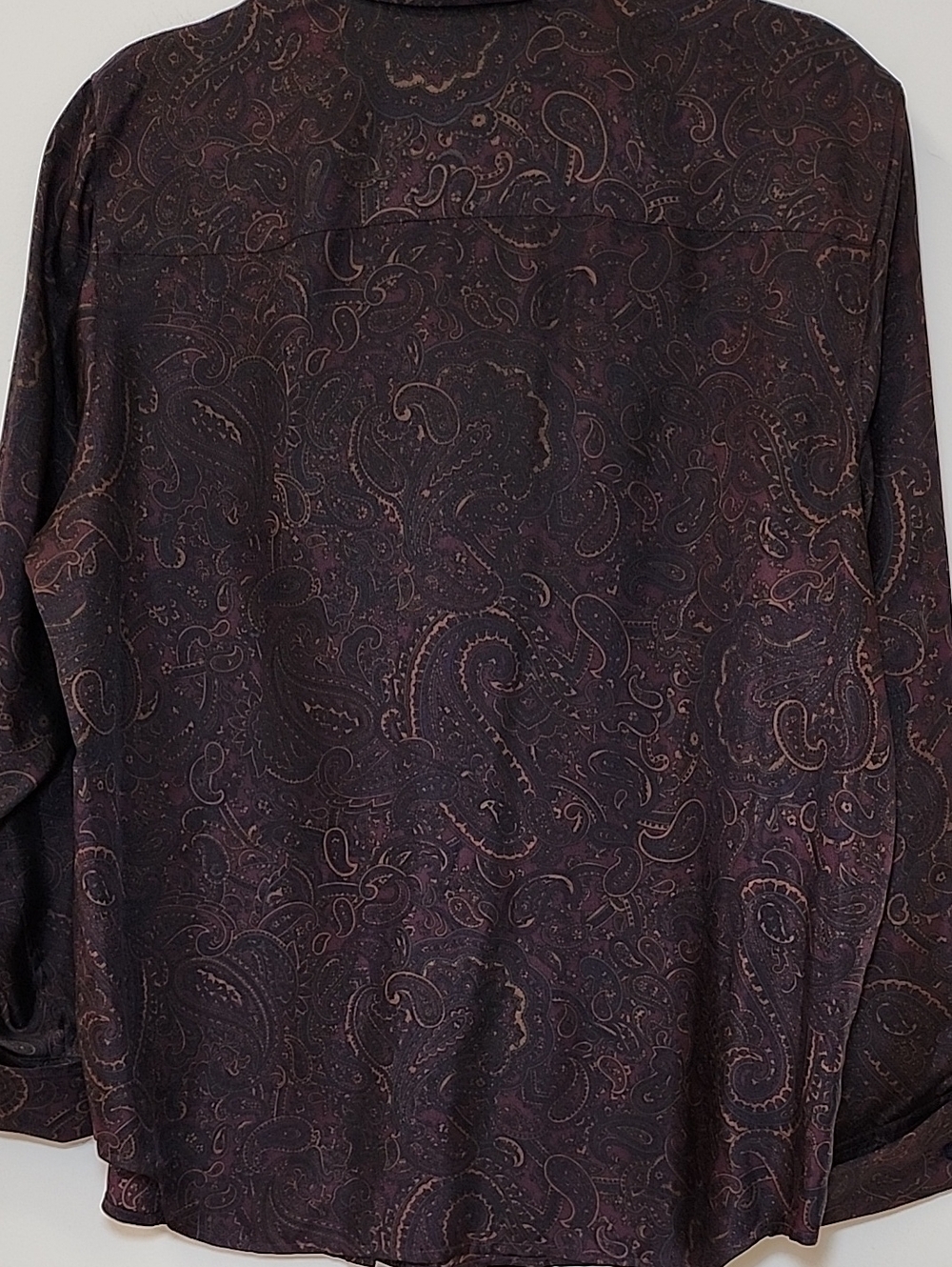 Ralph Lauren Women's 100 % Silk formal blouse paisley print  ruffle front Size L - Picture 14 of 16